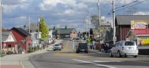 Small town street with shops in Berlin, OH