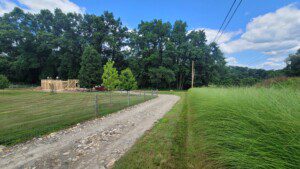 Gravel drive leading to the Psithurism House build site on family land near Millersburg, Ohio