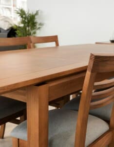 Hardwood furniture on display at an Amish furniture gallery in Holmes County, Ohio